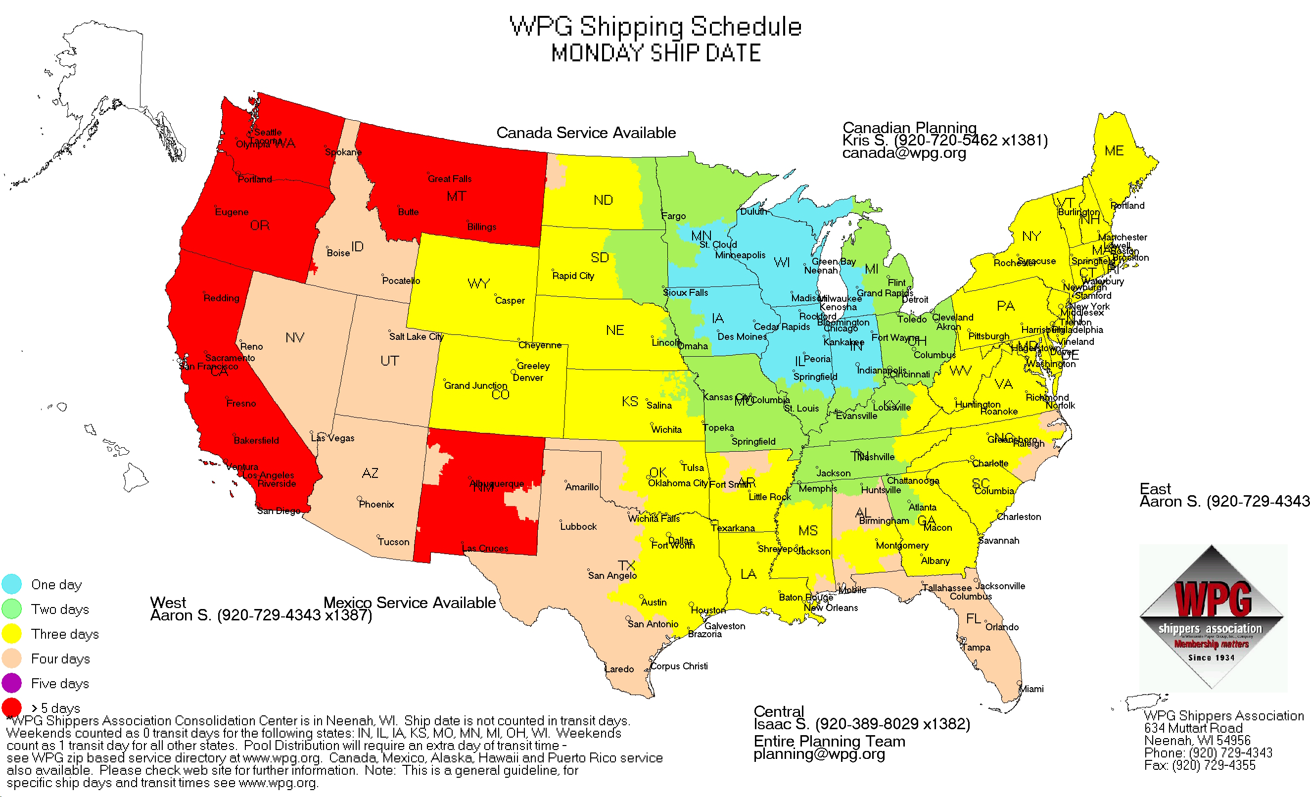 Shipping Schedule WPG Shippers Association